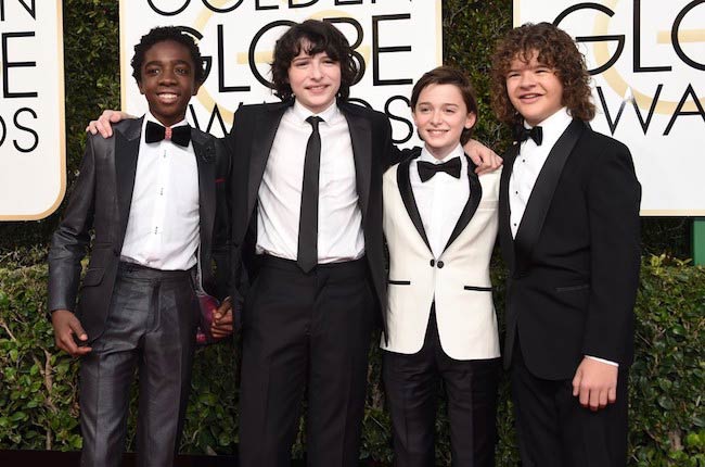 Caleb McLaughlin, Finn Wolfhard, Noah Schnapp, and Gaten Matarazzo at Golden Globe Awards 2017