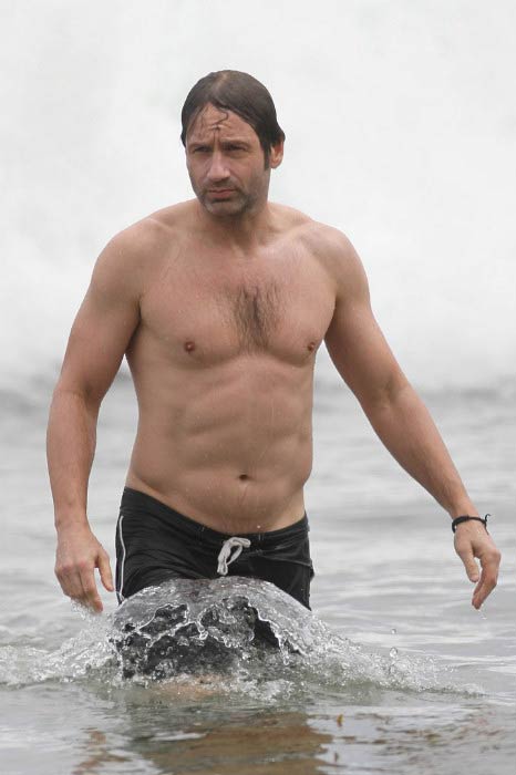 David Duchovny shirtless at the Malibu beach in July 2010