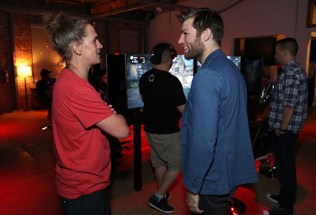 Liam McIntyre (right) at the Xbox & Gears Of War 4 Los Angeles launch event in September 2016