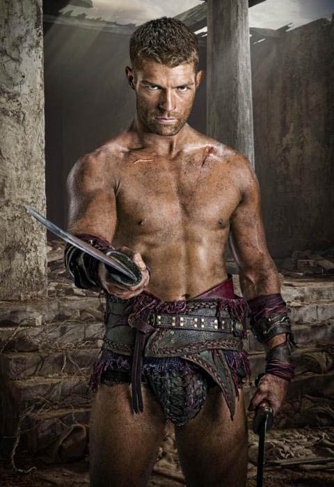 Liam McIntyre shirtless body in a still from Spartacus