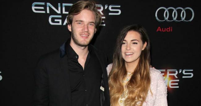 Marzia Bisognin and Felix Kjellberg at the Ender’s Game premiere in Los Angeles in October 2013