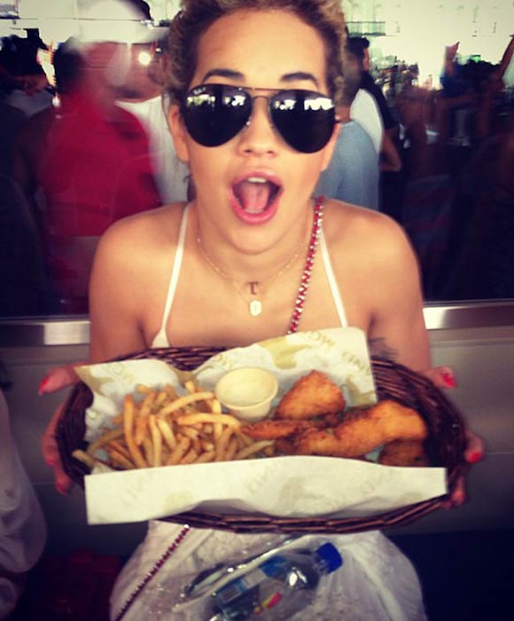 Rita Ora with her favorite fries