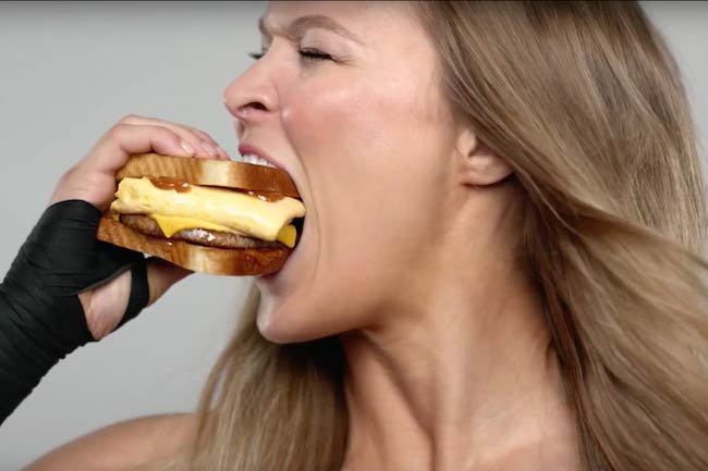 Ronda Rousey eating sandwich