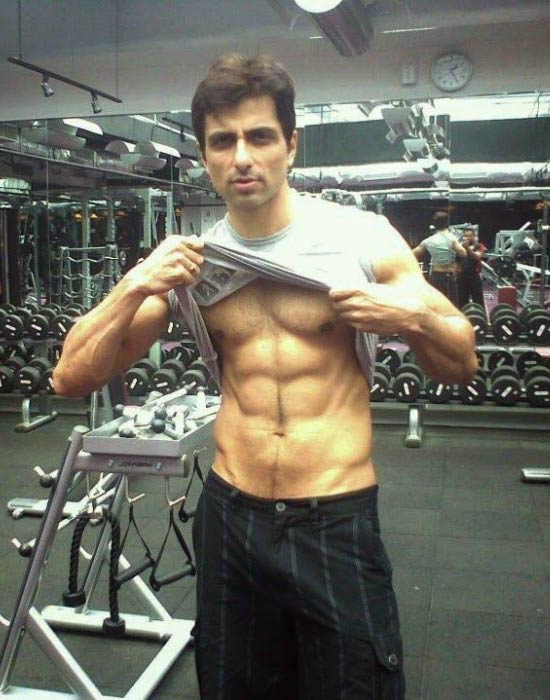 Sonu Sood showing his abs in a picture uploaded on his social media account