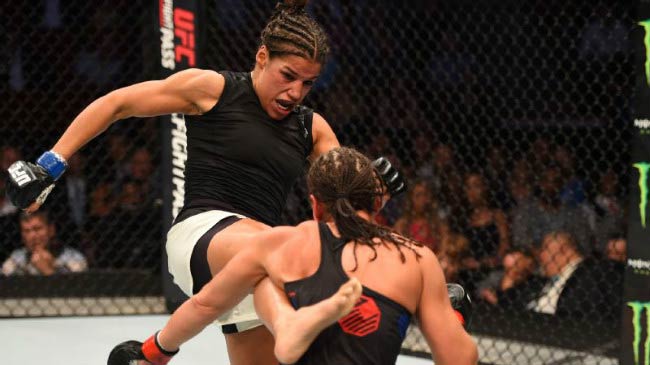 Julianna Pena against Jessica Eye in women's bantamweight bout during the UFC 192 event in October 2015