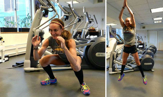 Michelle Bridges doing Jump Squats