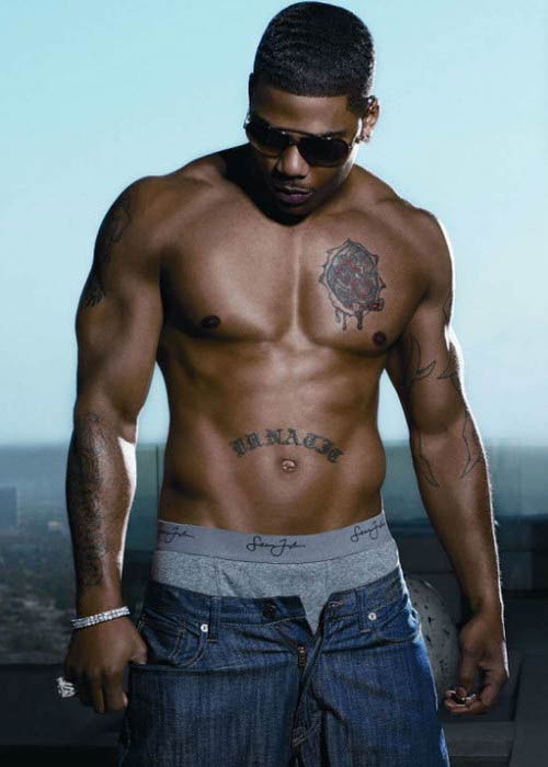 Nelly shirtless in a modeling photoshoot