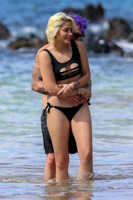 Paris Jackson with boyfriend on a beach in Maui, Hawaii in December 2016