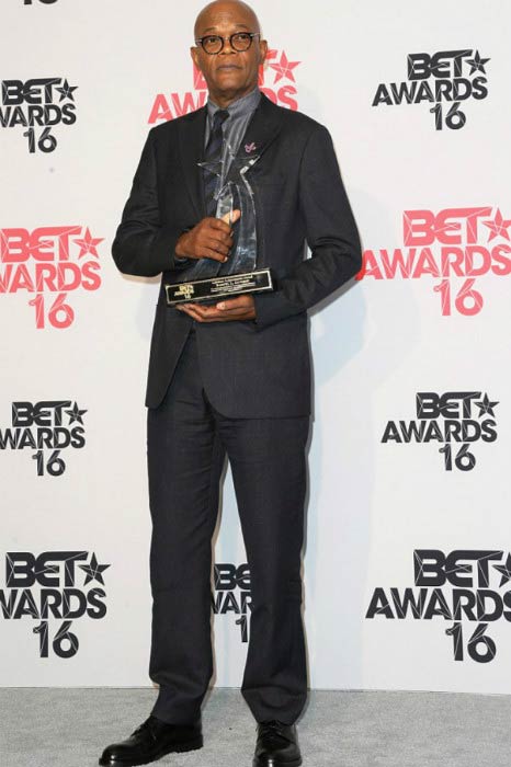 Samuel L. Jackson with the BET Lifetime Achievement Award in June 2016