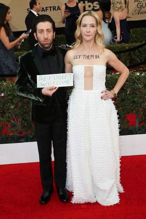 Simon Helberg with wife Jocelyn Towne at 2017 Screen Actors Guild Awards