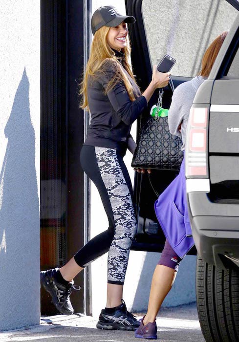 Sofia Vergara heads to her car after a workout in West Hollywood
