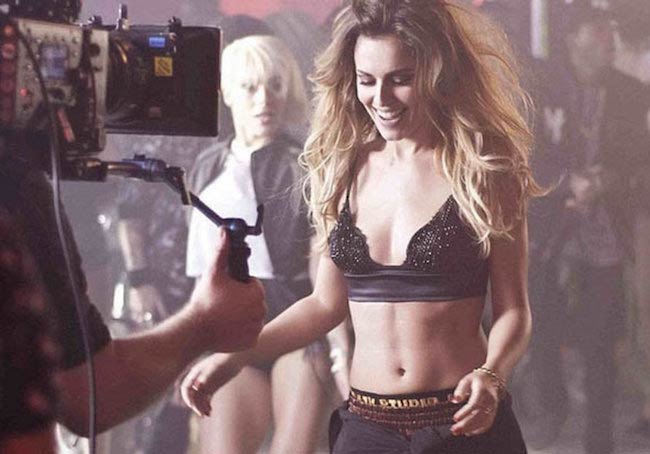 Cheryl Cole during the filming of a dance number