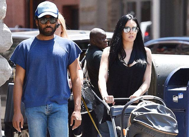 Donald Glover and girlfriend Rebecca with their baby out for a stroll in New York City in May 2016