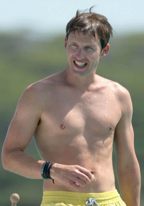James Blunt shirtless on the boat in Ibiza in July 2012