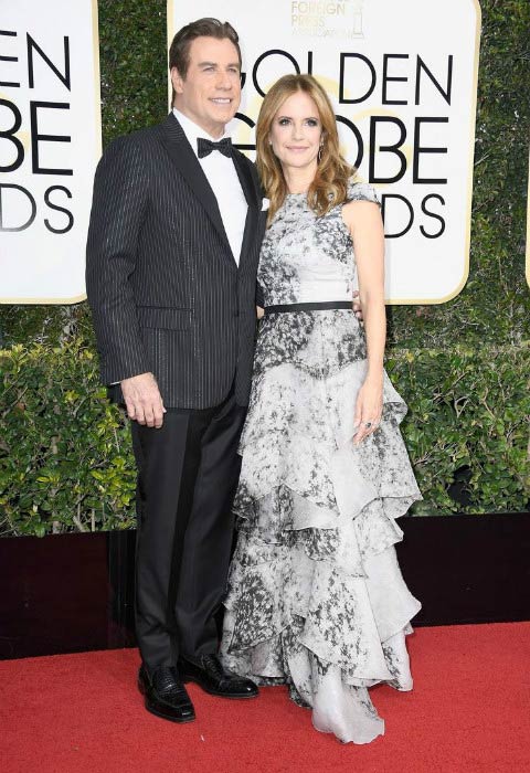 John Travolta and Kelly Preston at the 2017 Golden Globe Awards