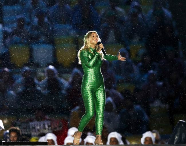 Julia Michaels performing during the Closing Ceremony of the Rio Olympic Games in August 2016