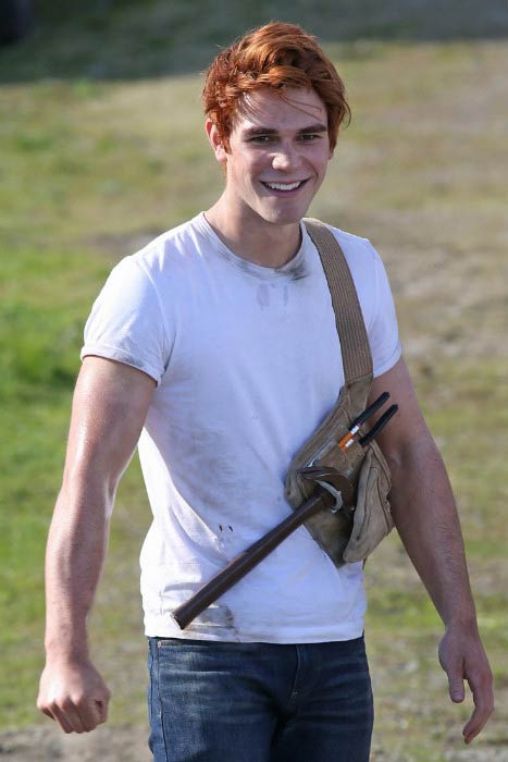 KJ Apa on the sets of Riverdale in Vancouver in April 2016