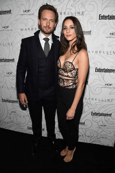 Patrick J. Adams with his wife Troian Bellisario at a pre-SAG Awards Party