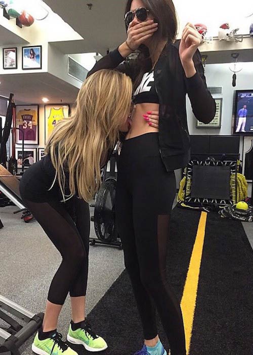 Sisters Kendall and Kylie Jenner in the gym