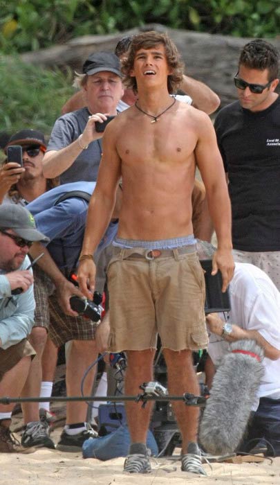 Brenton Thwaites at the shooting of The Blue Lagoon in April 2012