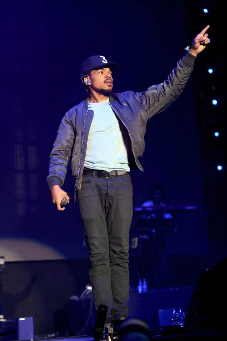 Chance The Rapper performing onstage during day 1 of Tyler, the Creator's 5th Annual Camp Flog Gnaw Carnival in November 2016