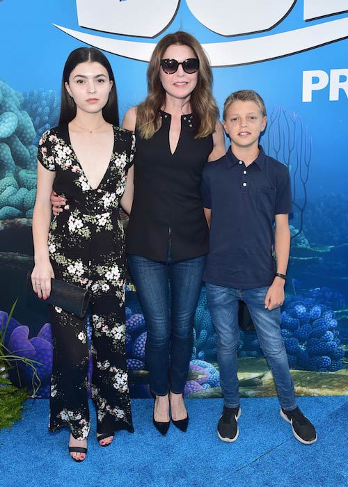 Jane Leeves with her son and daughter at the premiere of “Finding Dory” in June 2016