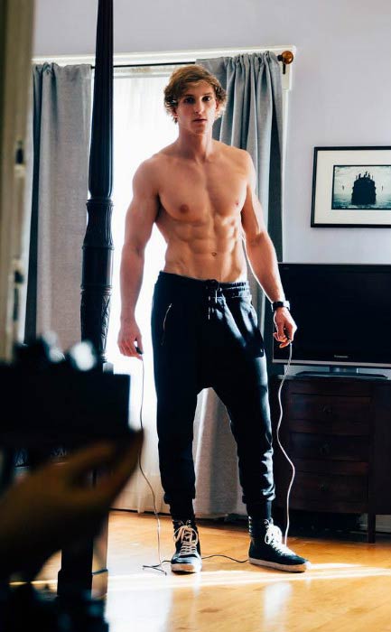 Logan Paul shirtless body as seen in 2016