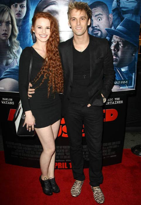 Madelaine Petsch and Aaron Carter at the premiere of “A Haunted House 2” in April 2014