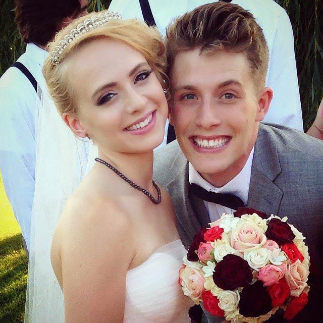 Madilyn Bailey and James Benrud at their wedding ceremony in August 2014