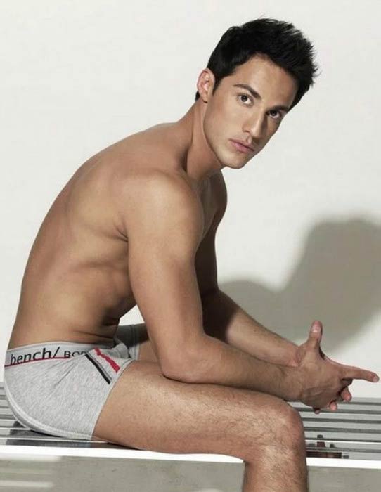 Michael Trevino posing for underwear photoshoot in 2011