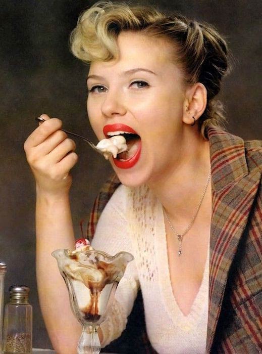 Scarlett Johansson eating ice-cream