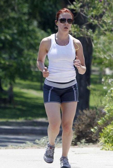 Scarlett Johansson jogging outdoors