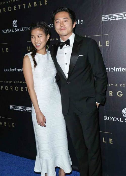 Steven Yeun and his wife Joana Pak at the Asian American Awards Unforgettable Gala in December 2015