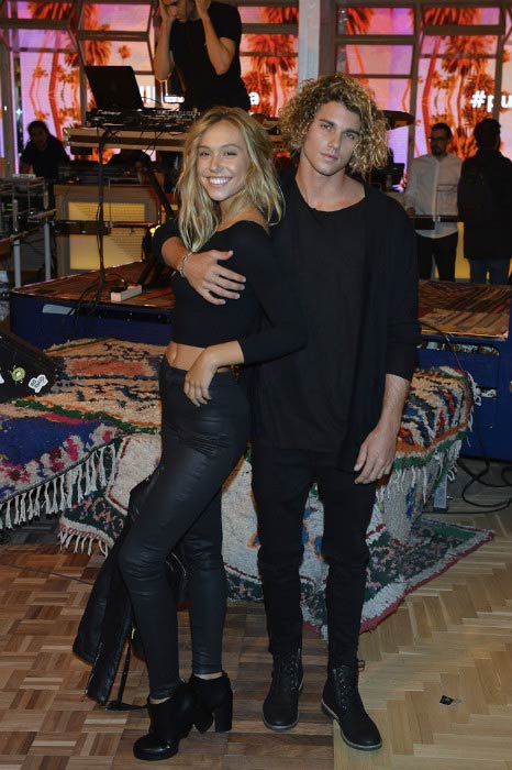 Alexis Ren and Jay Alvarrez at the Pull & Bear biggest Store opening in December 2015 in Madrid