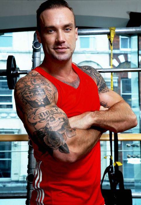 Calum Best showing his bulging biceps