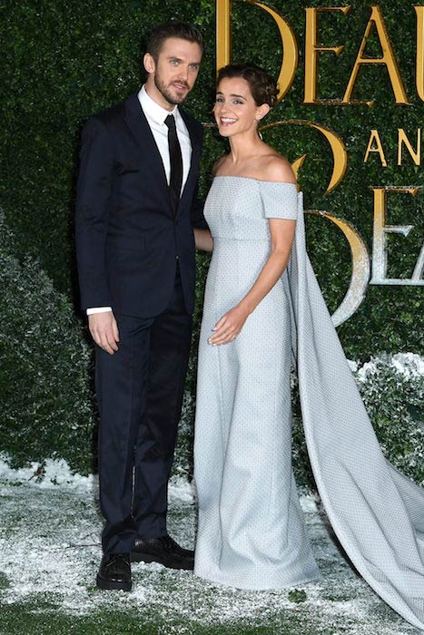 Dan Stevens with co-star Emma Watson at Spencer House, London for the premiere of Beauty and the Beast in February 2017