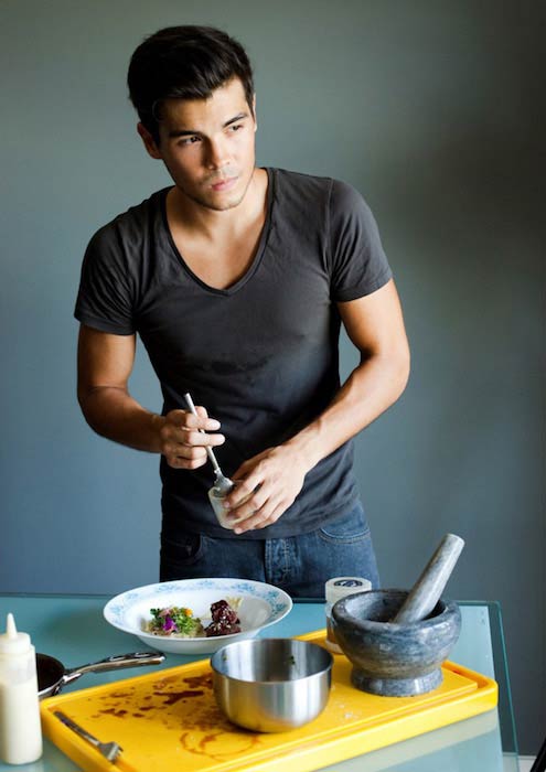 Erwan Heussaff making a dish