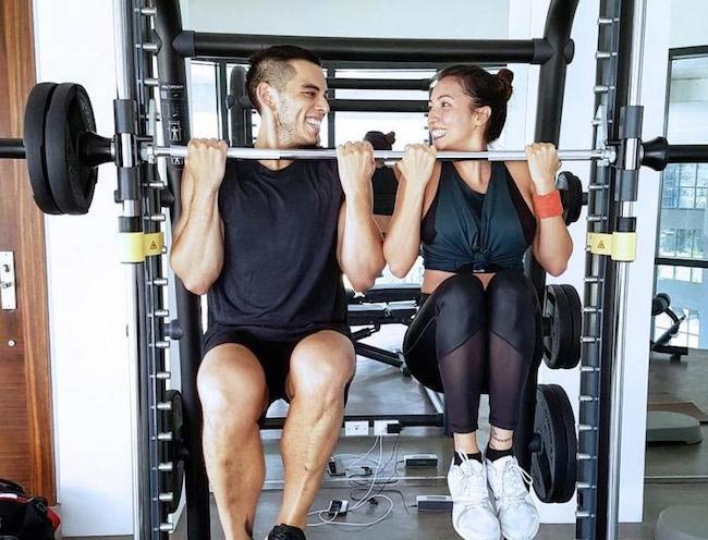 Erwan Heussaff with sister Solenn in the gym