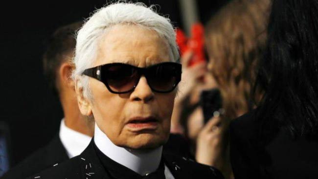 Karl Lagerfeld at the Fendi show during Milan Fashion Week in February 2017