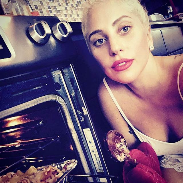 Lady Gaga cooking food