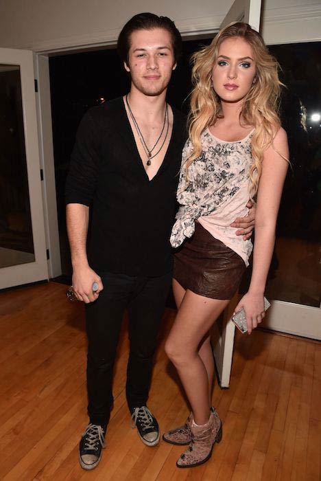 Leo Howard with Saxon Sharbino at the premiere party for Disney XD’s 'Lab Rats: Elite Force' in March 2016