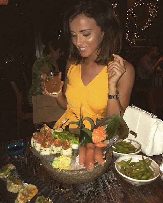 Lucy Mecklenburgh enjoying her time in a restaurant