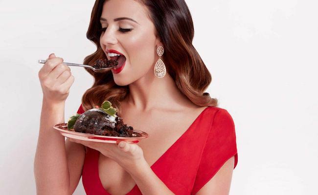 Lucy Mecklenburgh having cake