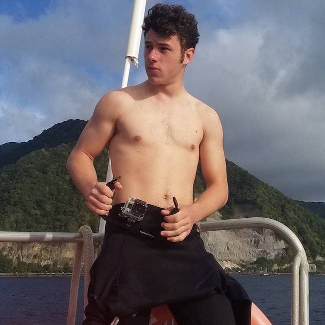 Nolan Gould shirtless on a vacation in Dominica in March 2017