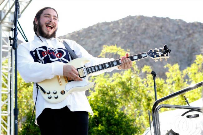 Post Malone performing at the Coachella Republic Records Jaegermeister Party in April 2016