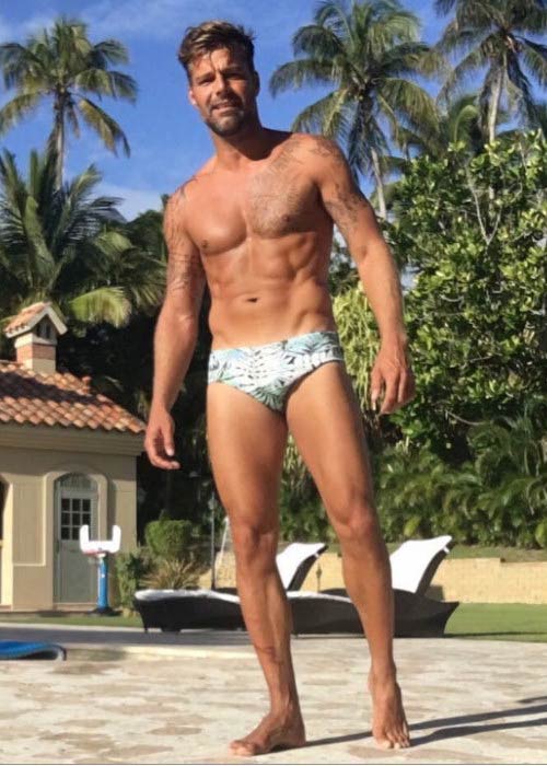 Ricky Martin shirtless body as seen on social media in 2016