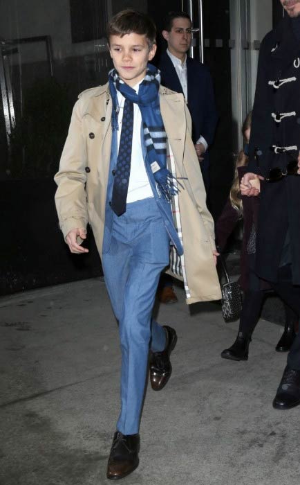 Romeo Beckham leaving the hotel in New York City in February 2017