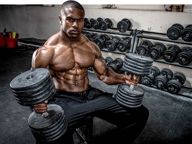 Simeon Panda preparing to workout his chest