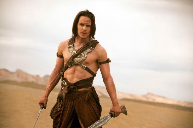 Taylor Kitsch shirtless in a still from his movie John Carter released in 2012