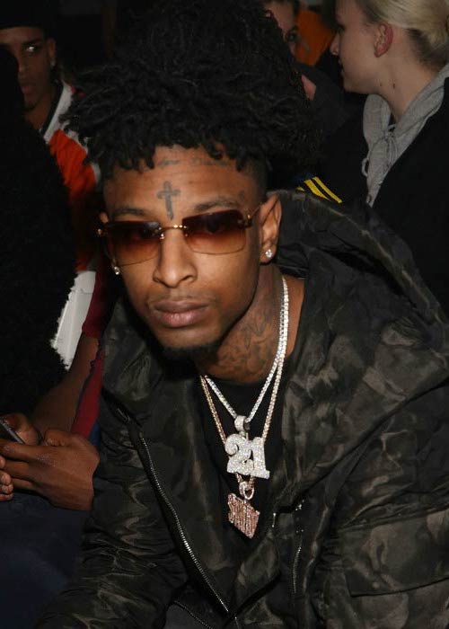 21 Savage at the VFILES Front Row during New York Fashion Week in February 2017